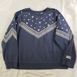 Rare aop Wrangler Fleece Sweatshirt Vintage Crewneck Abstract Western Bandana